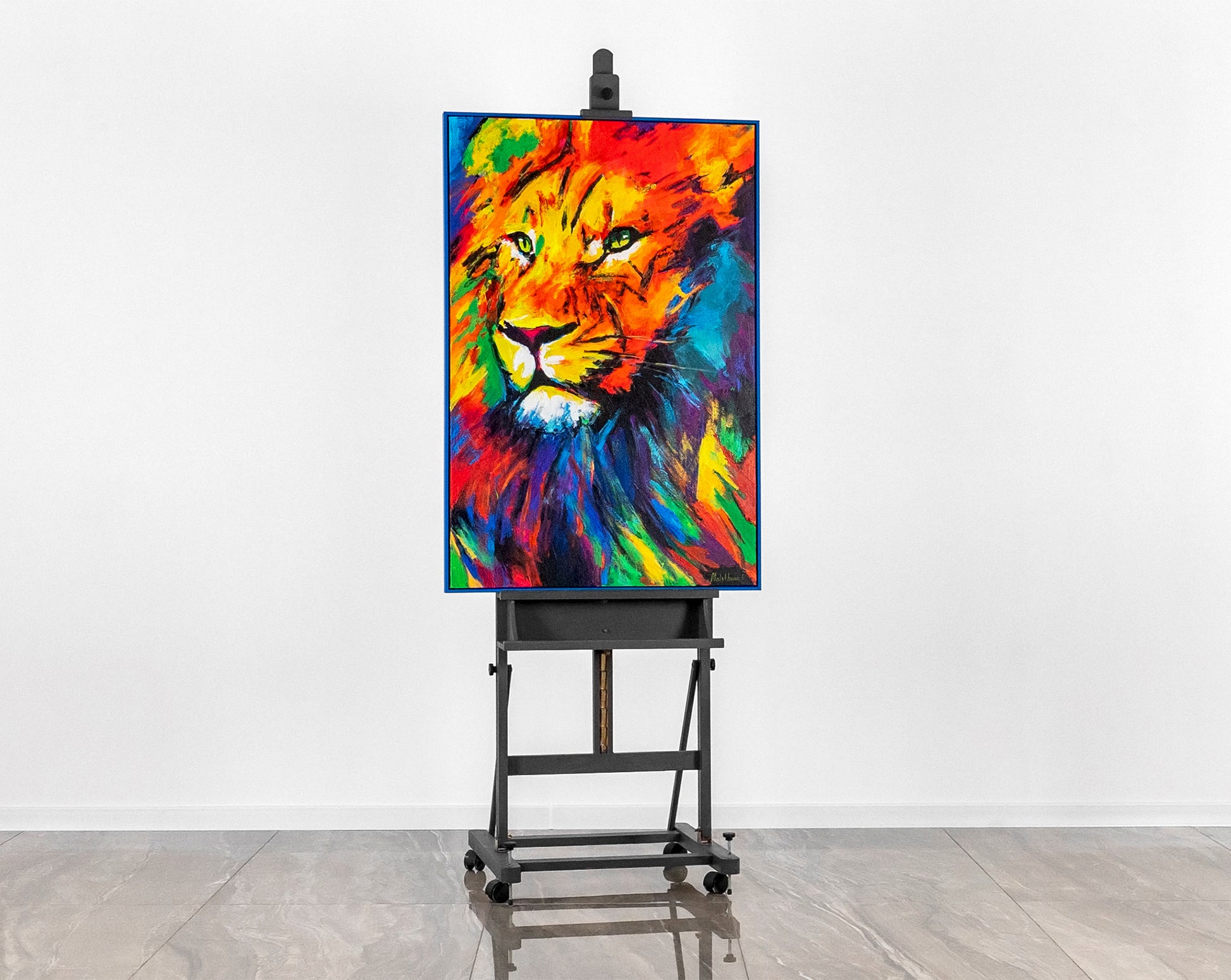 lion abstract acrylic painting on canvas
