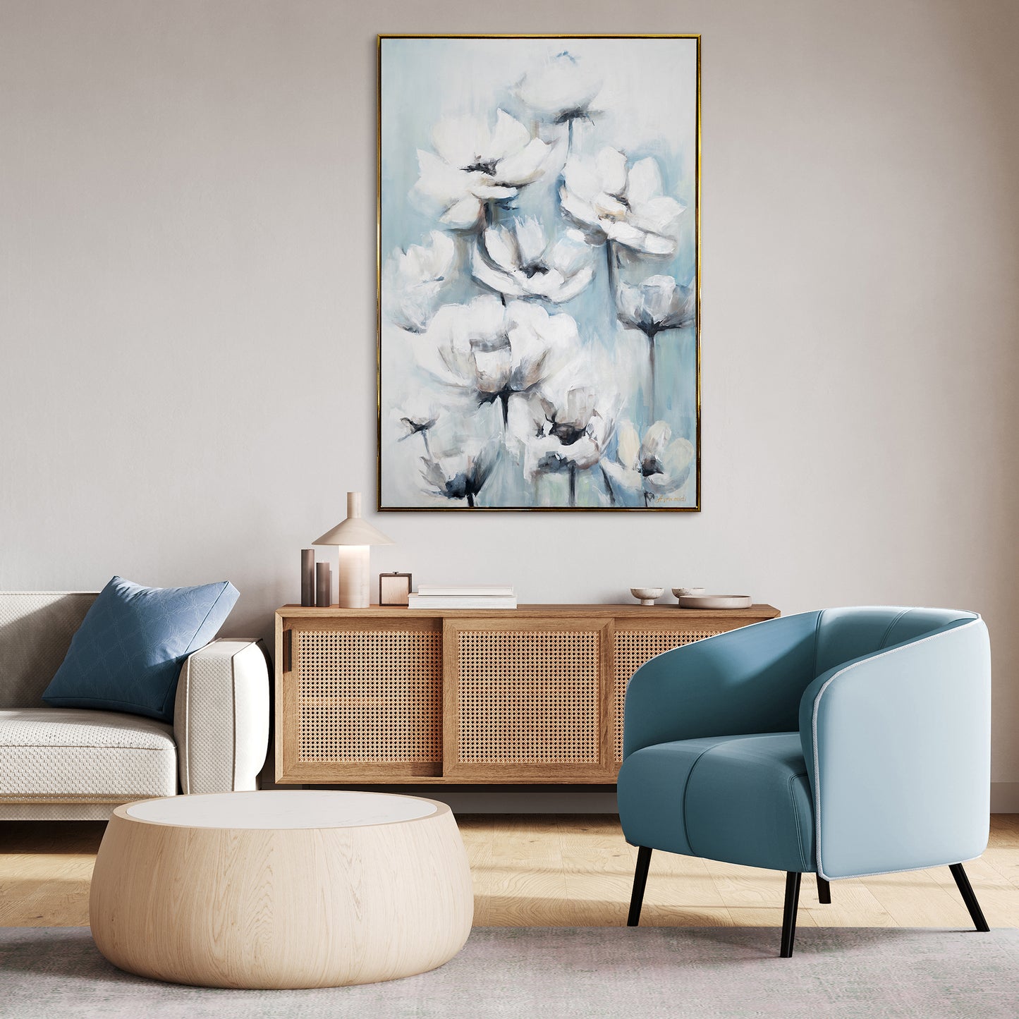 bright acrylic flower paintings for living room
