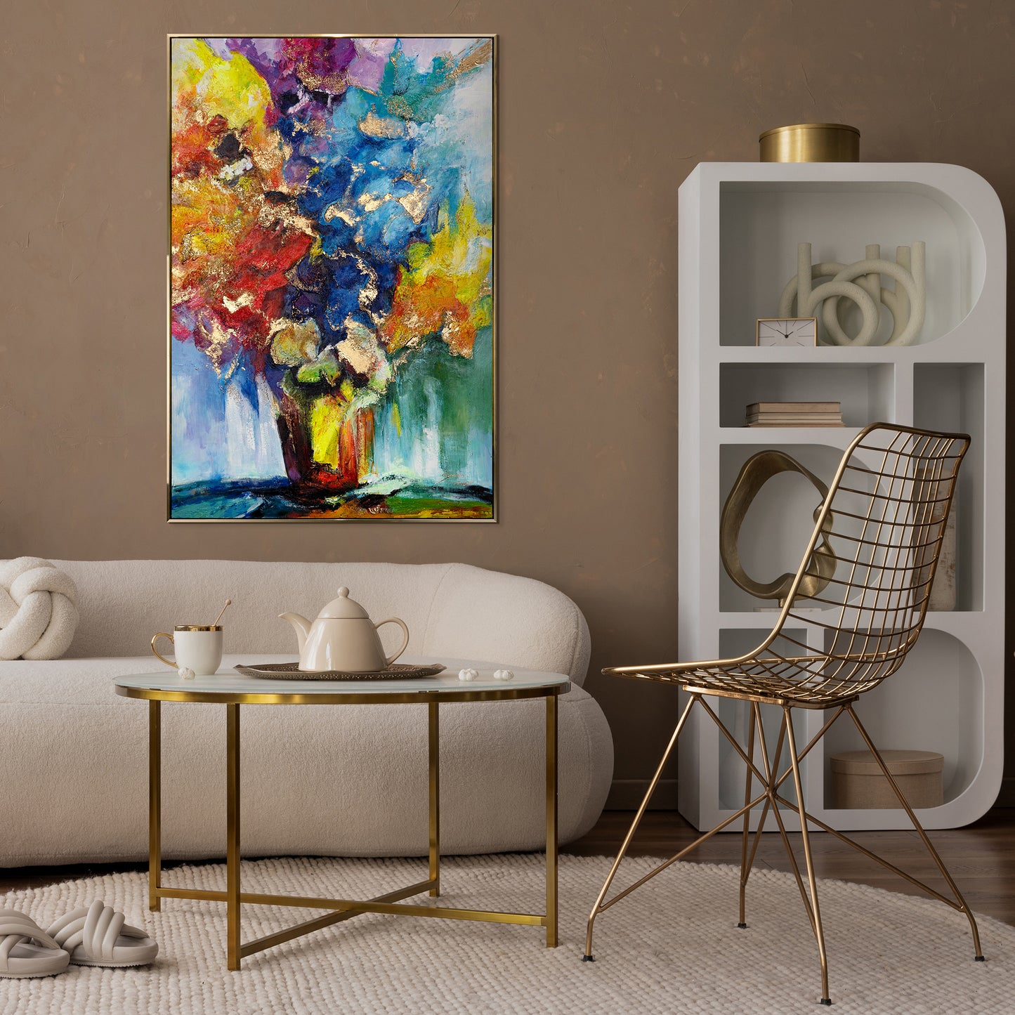 flower abstract canvas art in living room