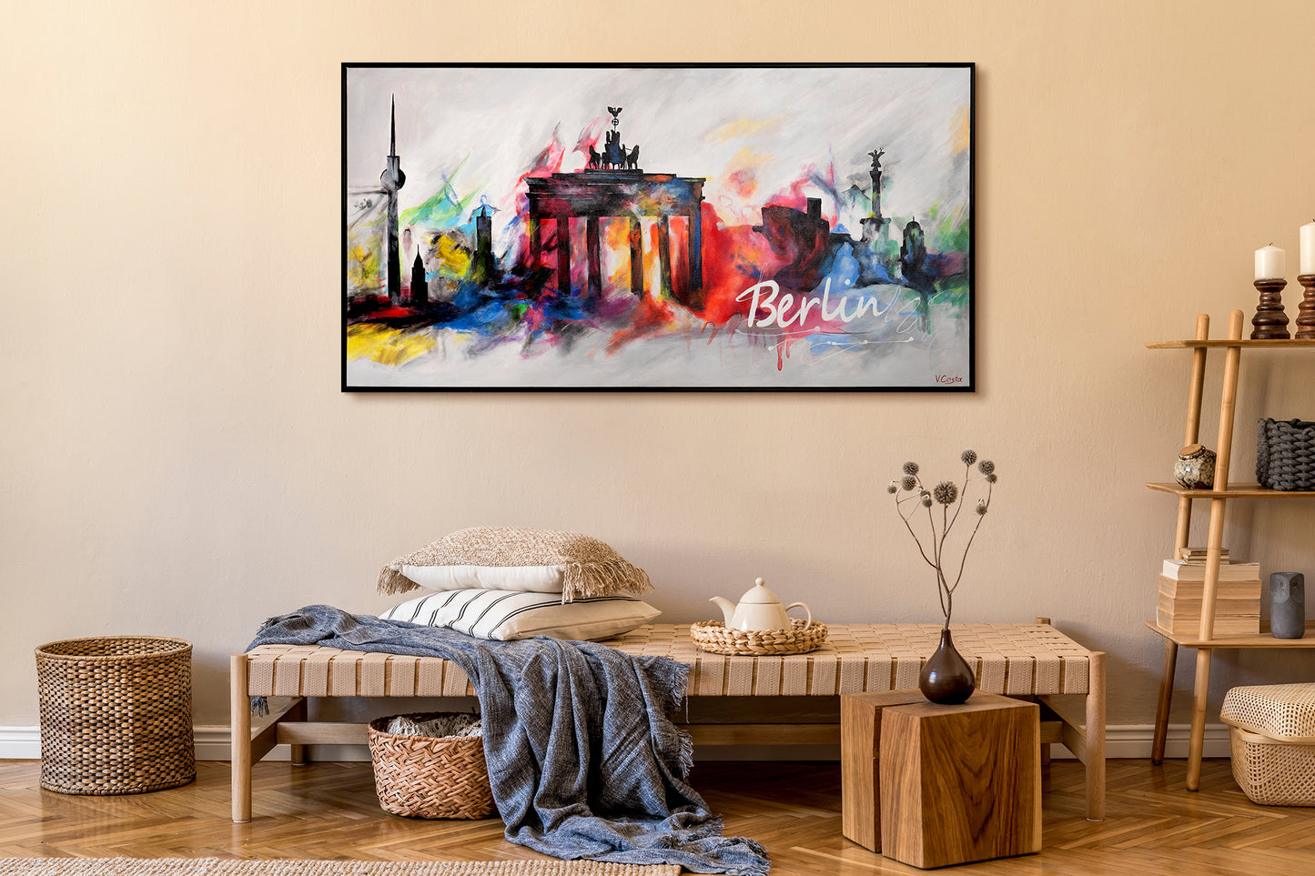 berlin city abstract painting in living room