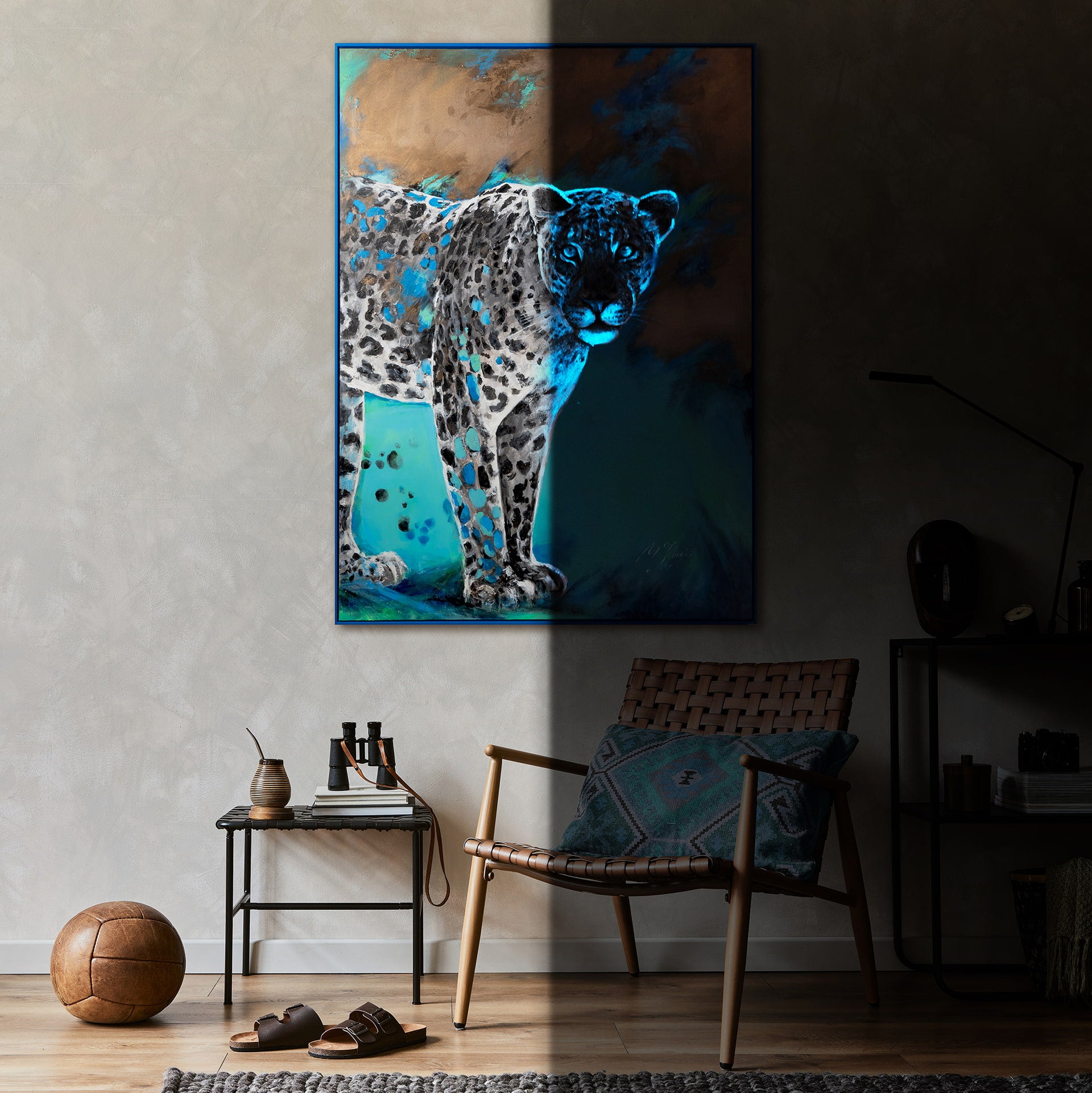 leopard paint that glows in living room