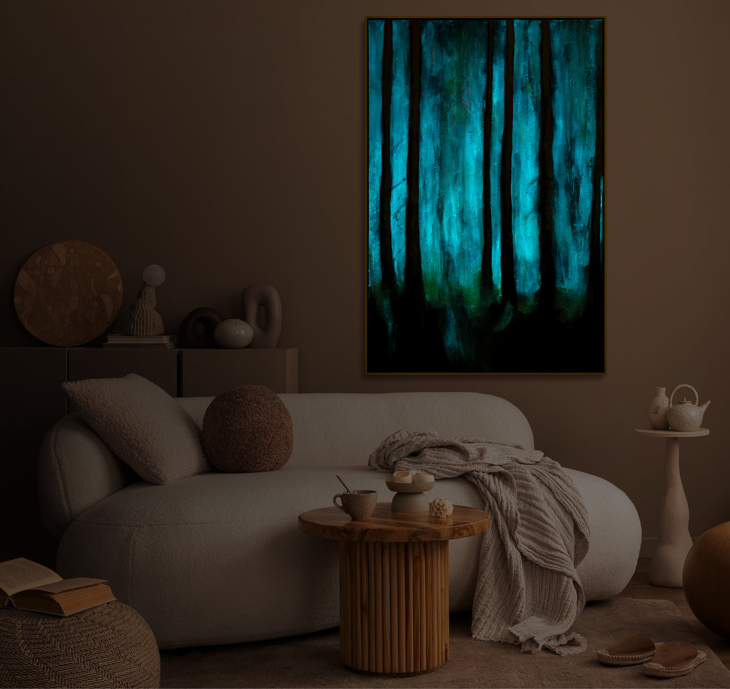 forest abstract canvas art glow in the dark