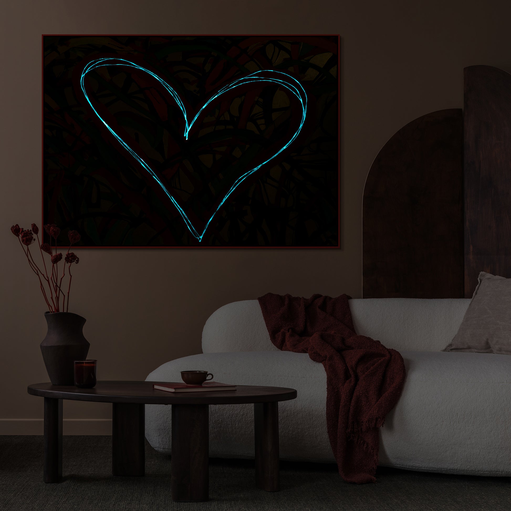 heart symbol glow in the dark artwork