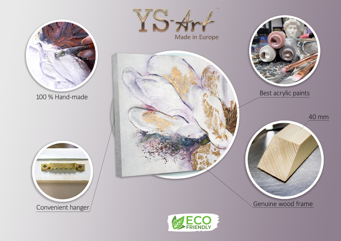 Infographic of art painting Gold peony