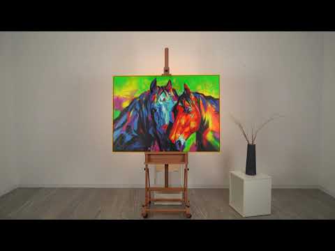 Video preview of art painting Colorful manes