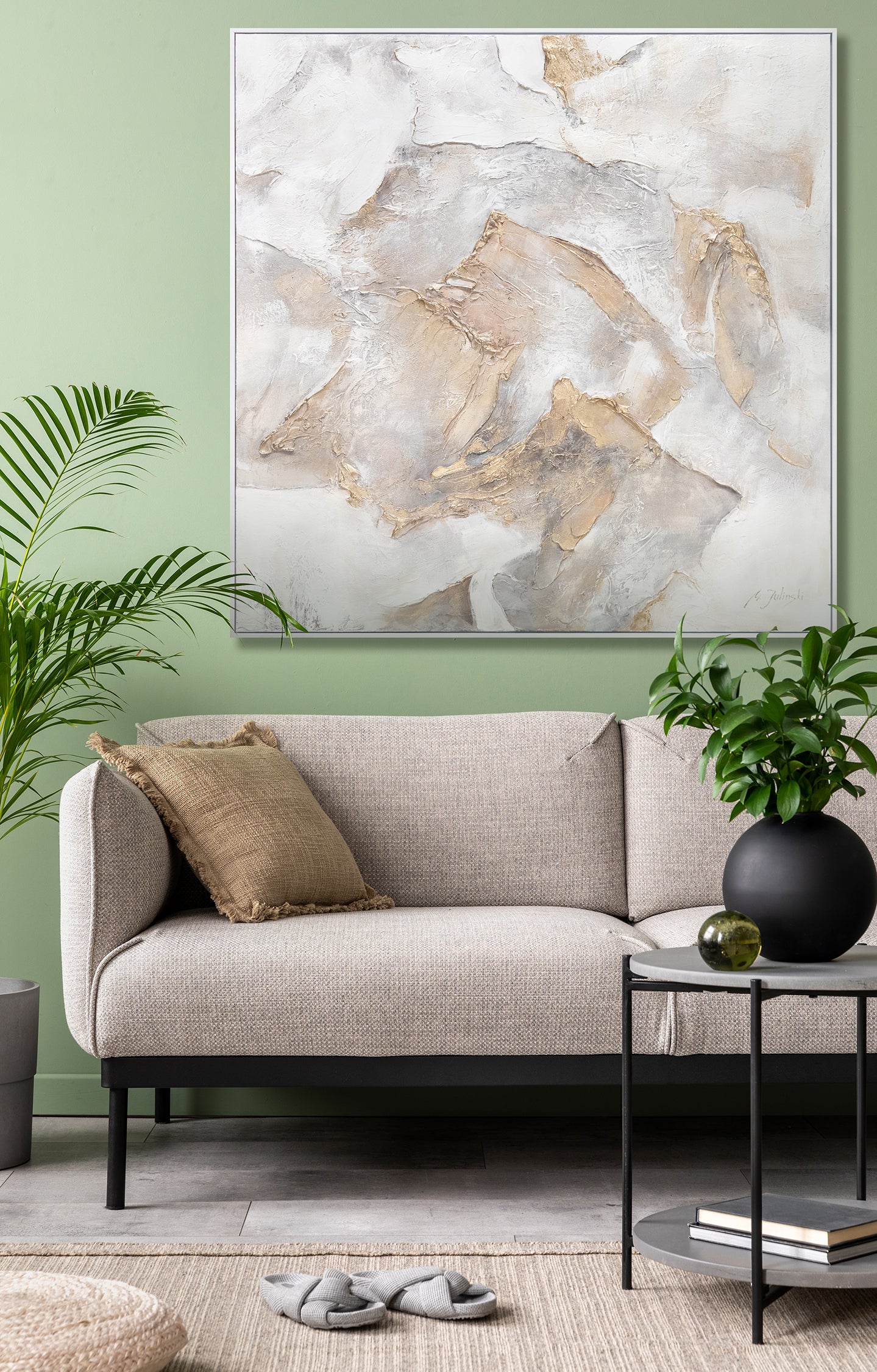Frame textured acrylic painting for living room