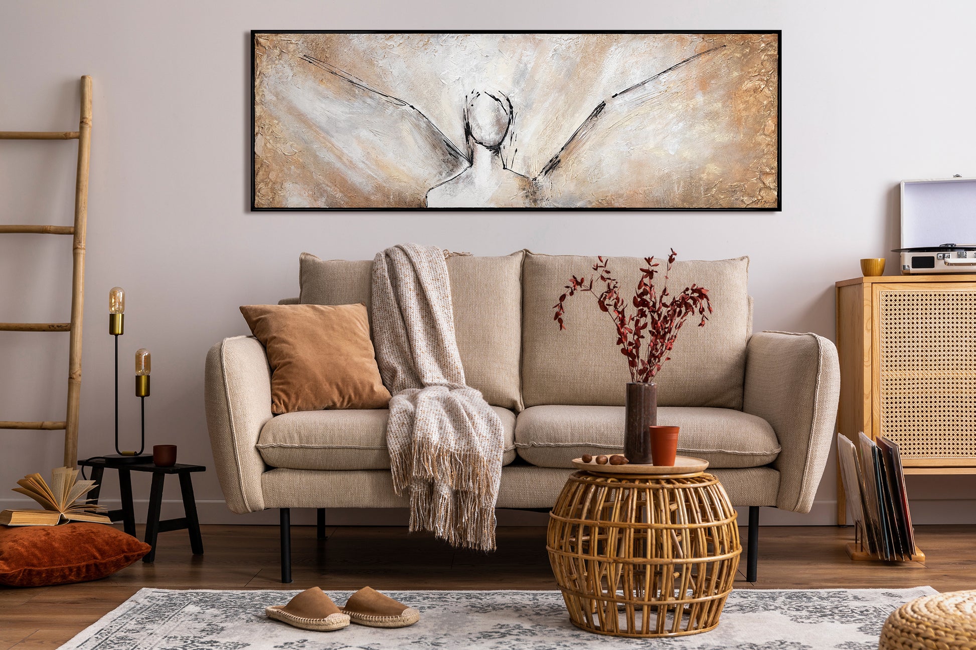 Frame angel wings wall decor for living room