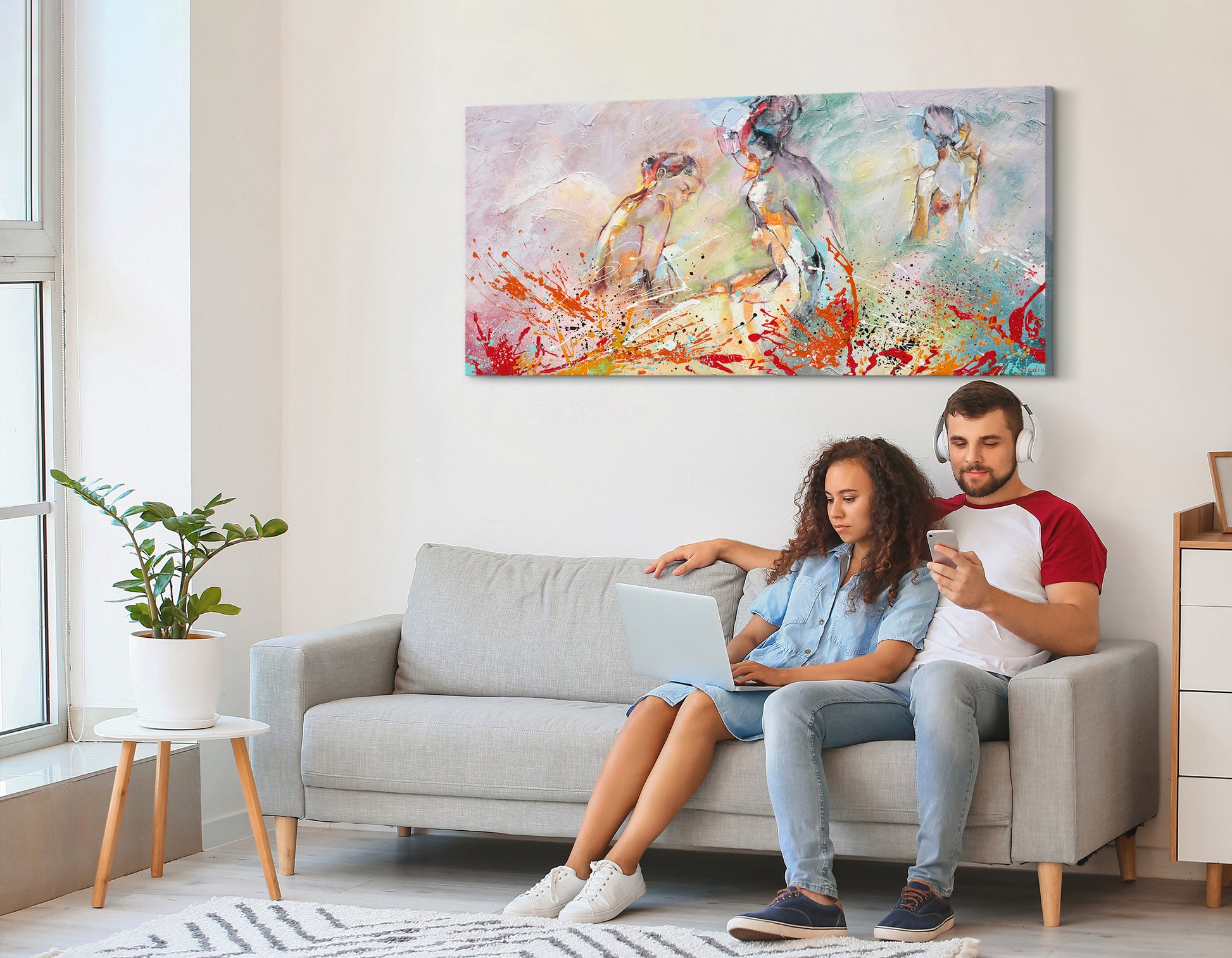 Colourful canvas art for living room