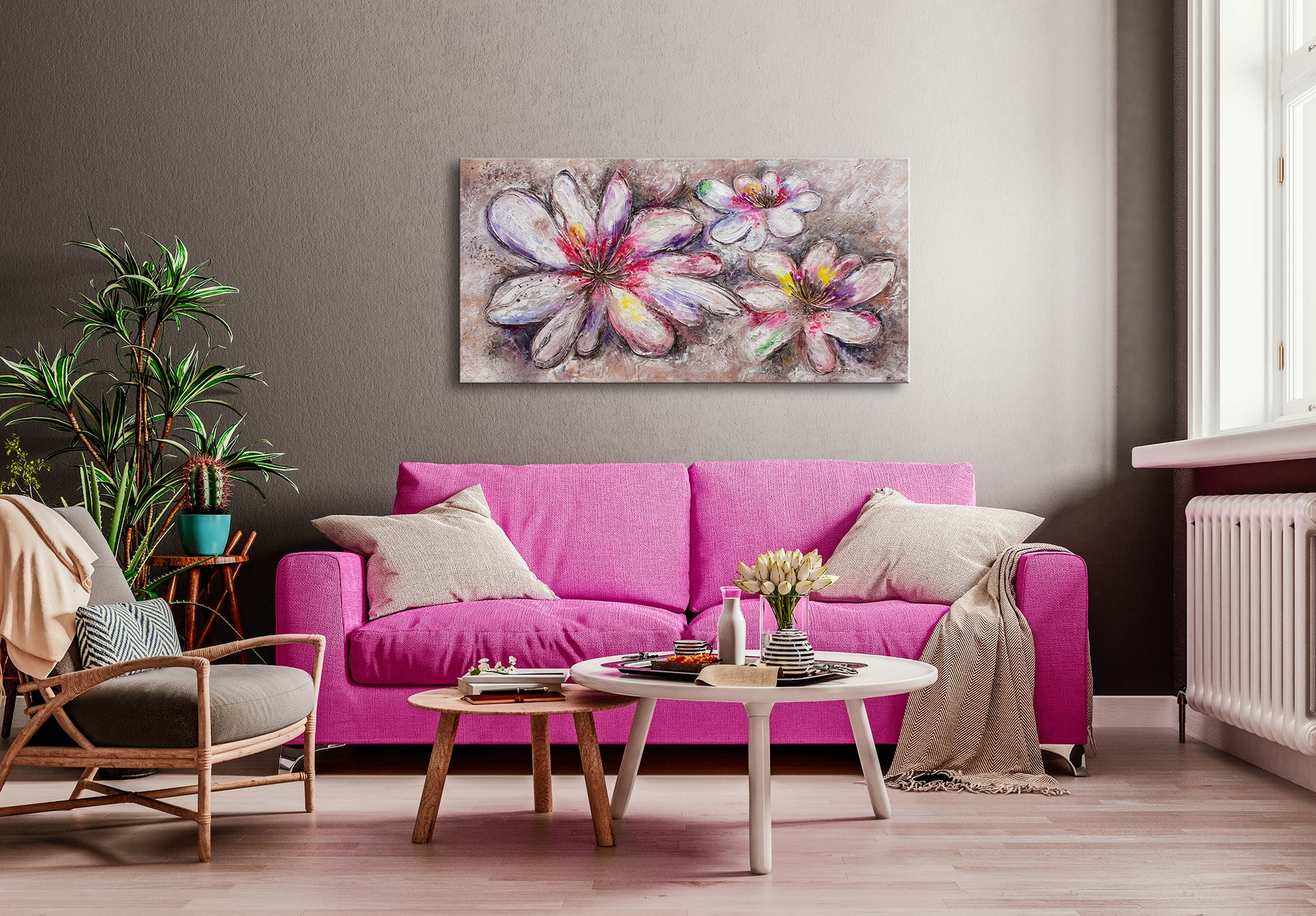Flower canvas painting for living room