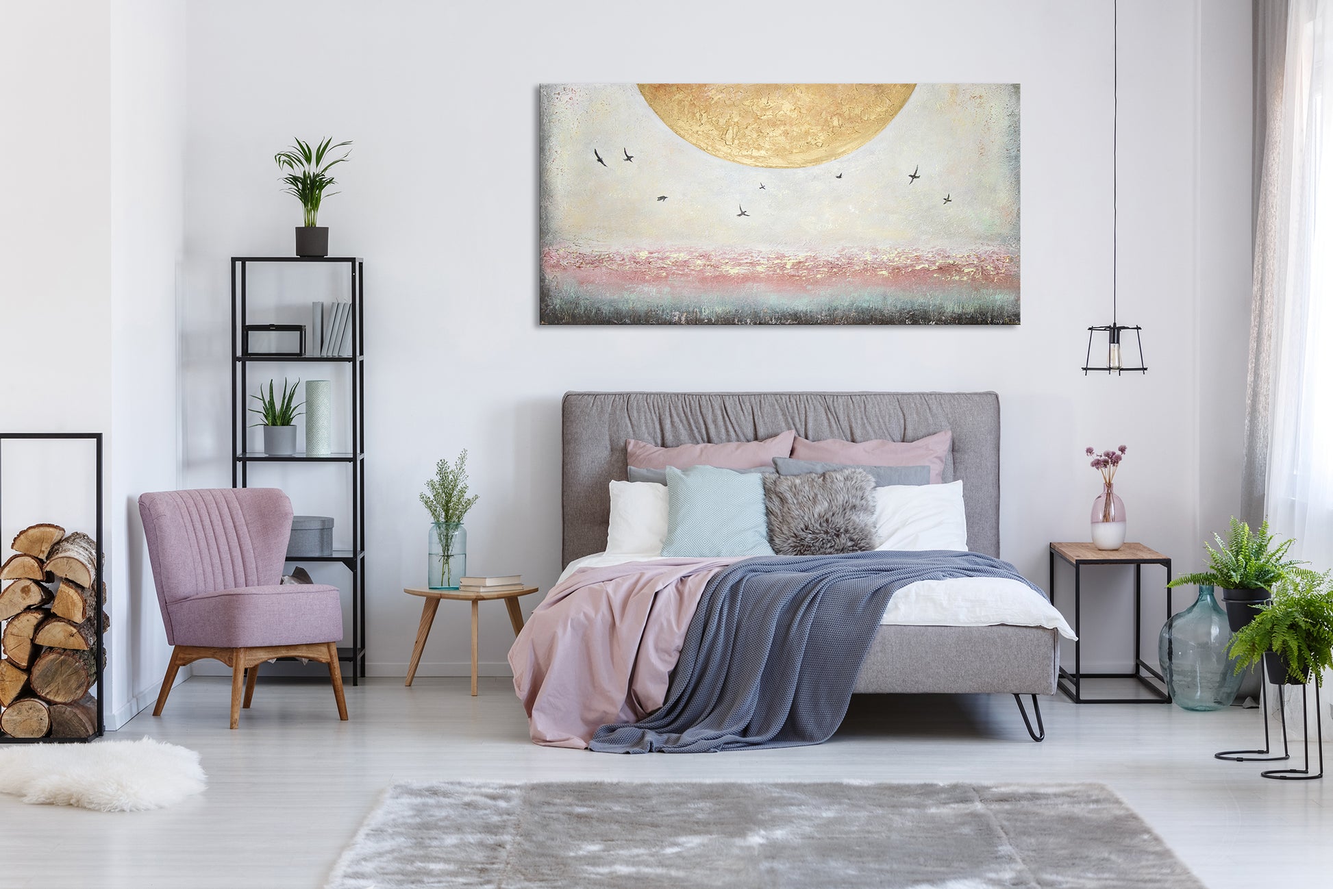 Abstract landscape painting for living room