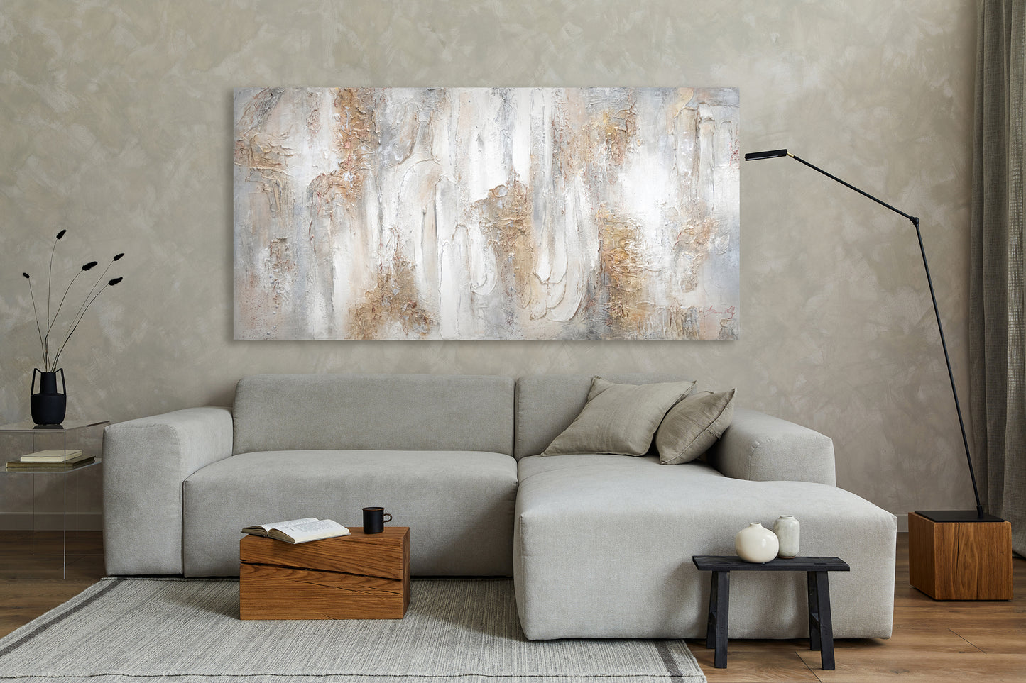 Abstract acrylic painting on canvas for living room